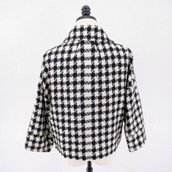 DAMAGED Rafaella Large Black White Tweed Plaid Sport Coat Wool Acrylic Polyester - Picture 6 of 12
